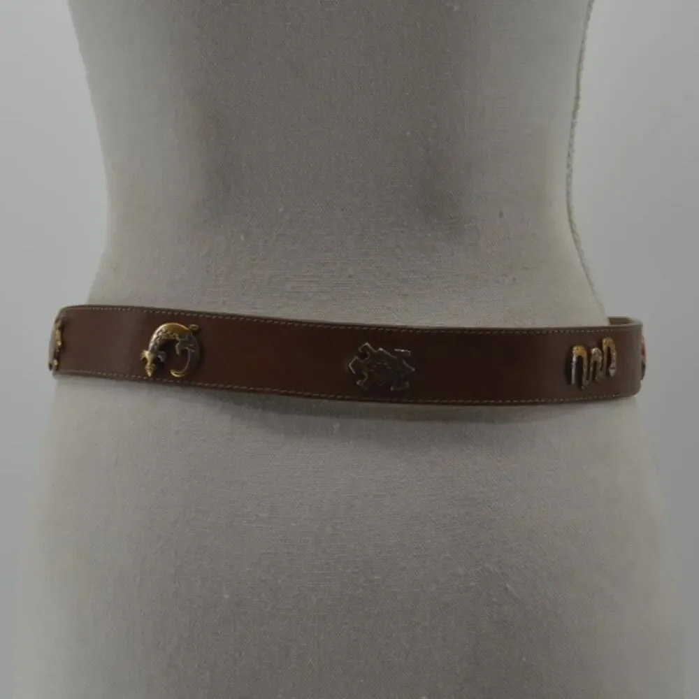 Vintage Silver Creek Southwestern Concho Brown Leather Sz 30